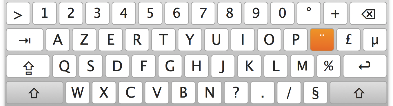 法语（法国）AZERTY Shift 键盘布局